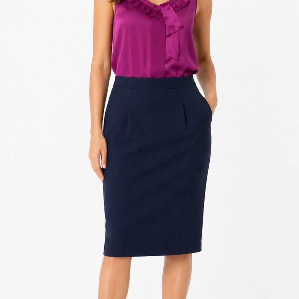 NWT Jody California Navy Blue Pencil Midi Skirt